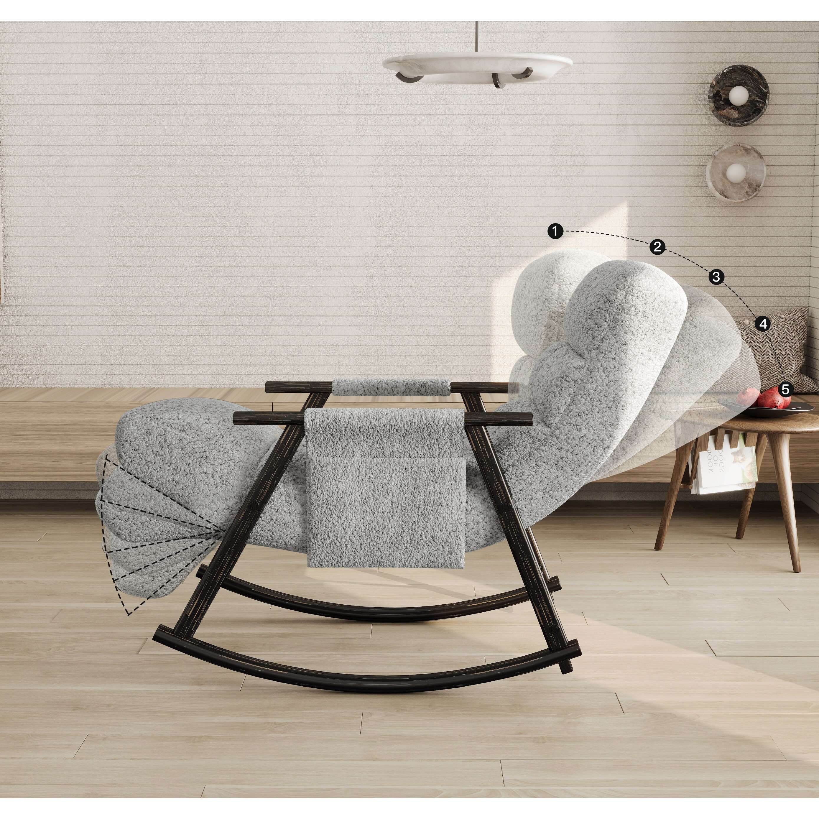 Gray rocking chair top