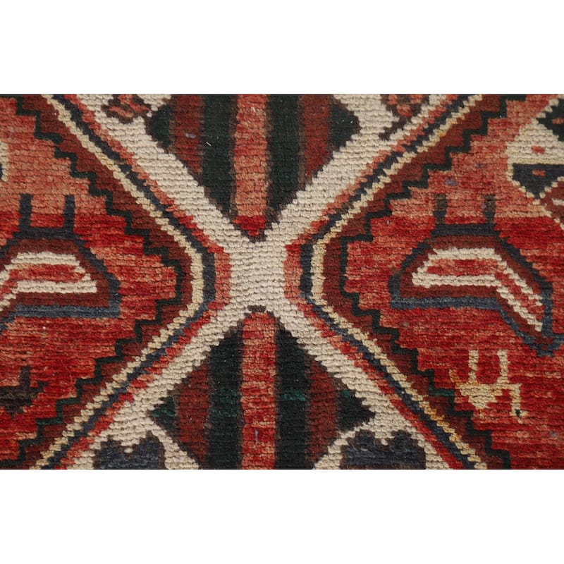 Geometric Bakhtiari Persian Vintage Rug Handmade Tribal Wool Carpet - 4'11"x 10'1"