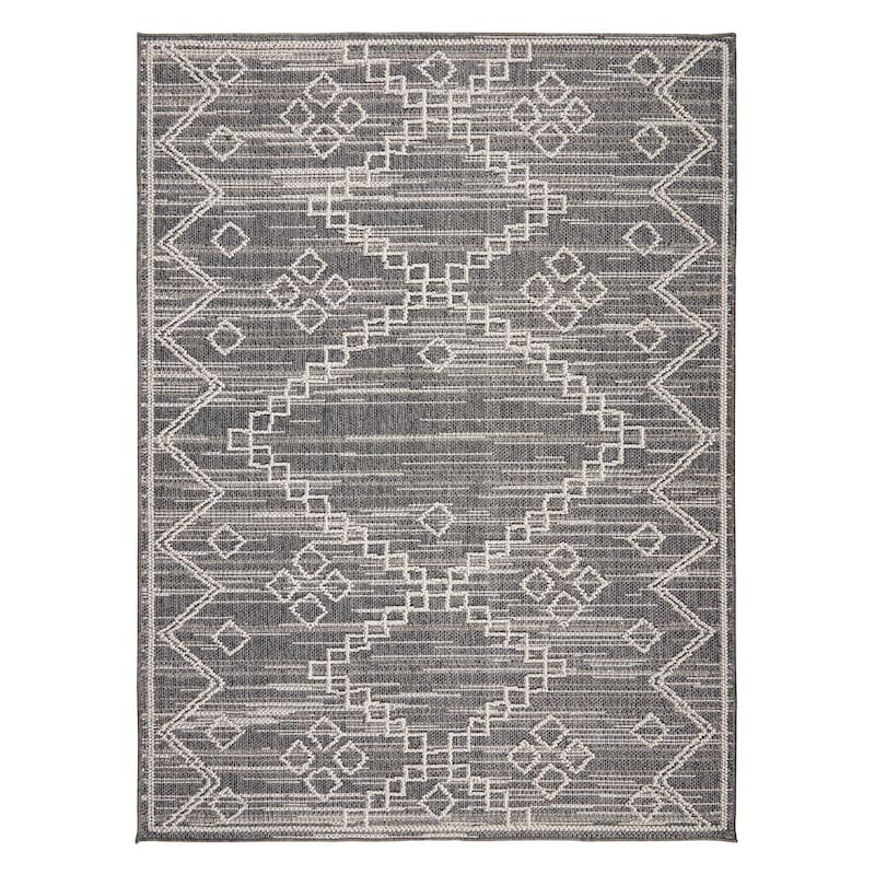 Terra by Obeetee Resort Diamonds Rug - Cream/Onyx - 7'10" x 9'10"