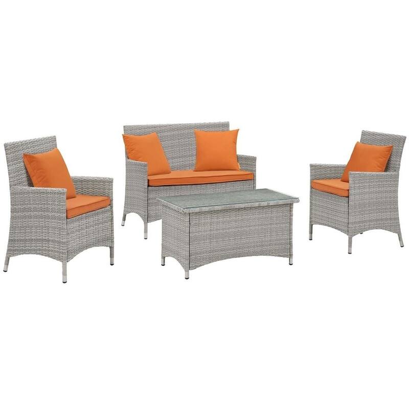 Modway Bridge Rattan 4-piece Outdoor Patio Set with Cushions