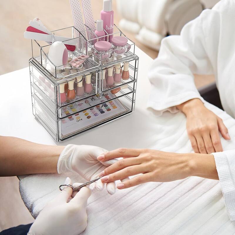 3-Tier Clear Makeup Organizer with Drawer
