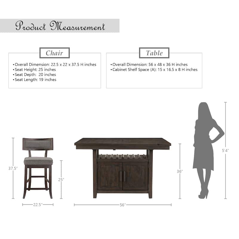 Amsonia Wood Expandable 5-Piece Counter Height Dining Set