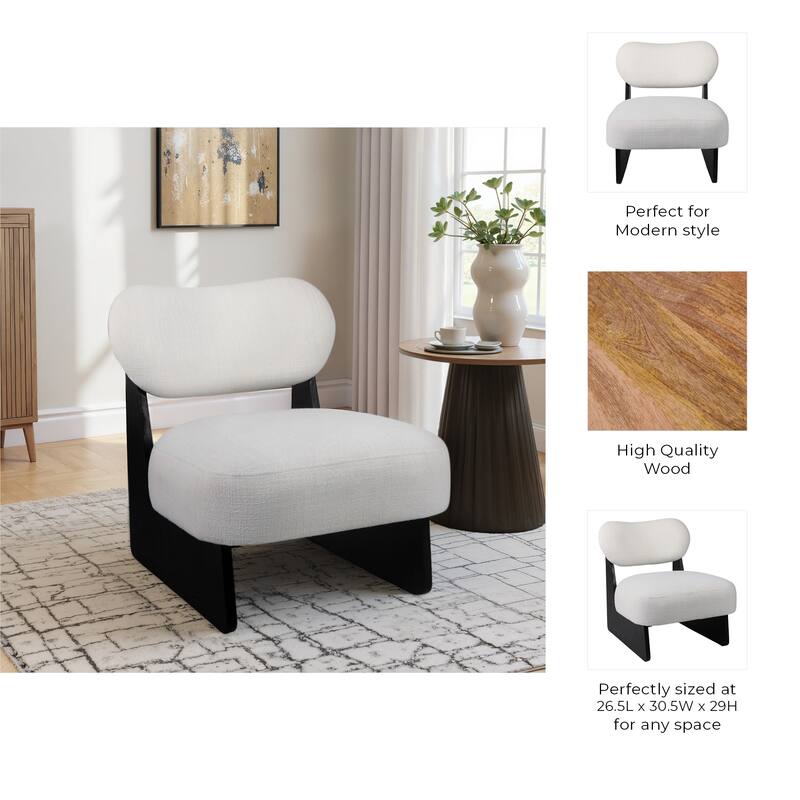 Wood and Non-Woven Fabric Curved Backrest Accent Chair - 29" White - 26.5" x 30.5" x 29"
