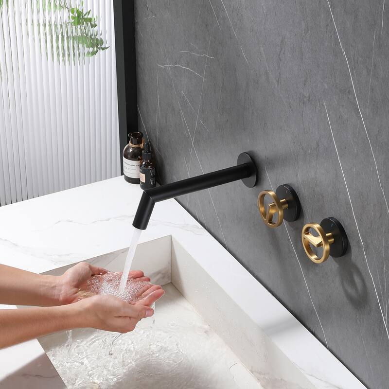 Solid Brass Single Handle Or Double Handle Wall Mounted Bathroom Faucet