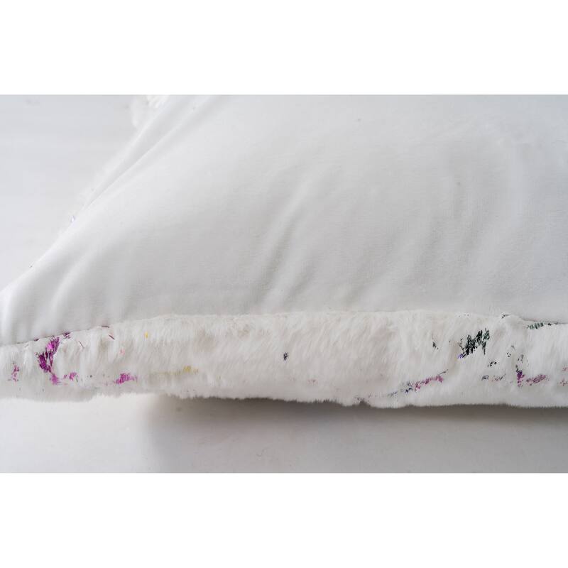 Chryso Collection Faux Fur Pillow with Foil Accents