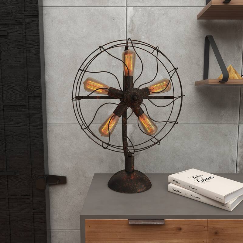 Bronze Metal Vintage Fan Shape 5 Light Accent Lamp - 18 x 24