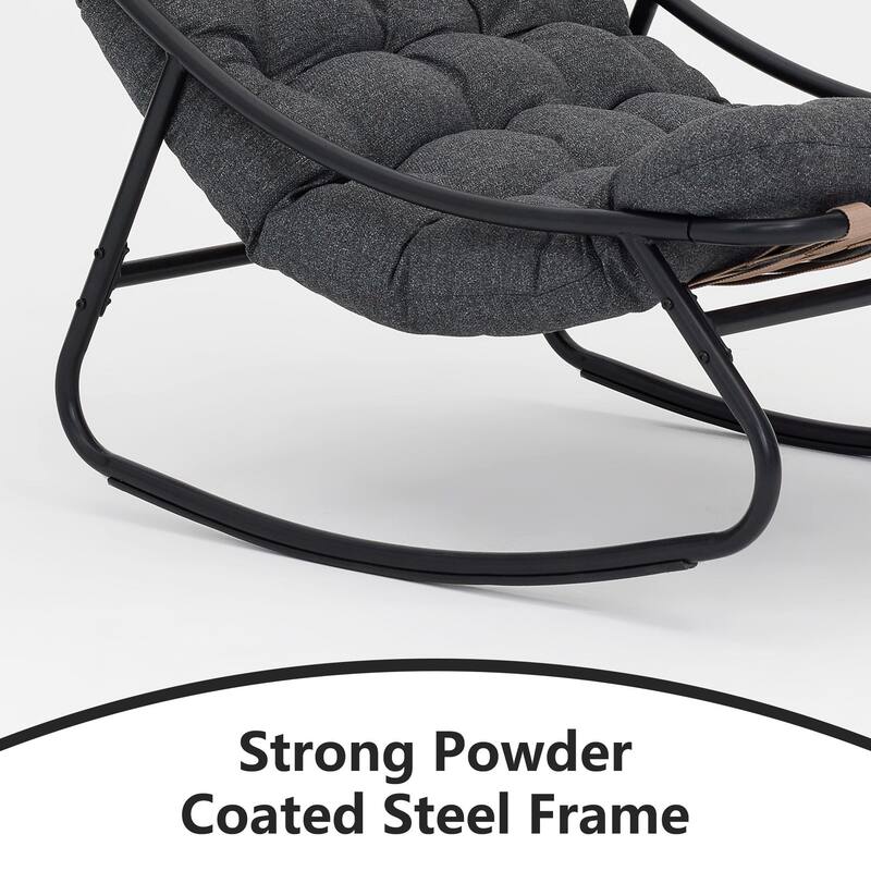 2 Set Outdoor Patio Scoop Rocking Lounge Chair with Cushions