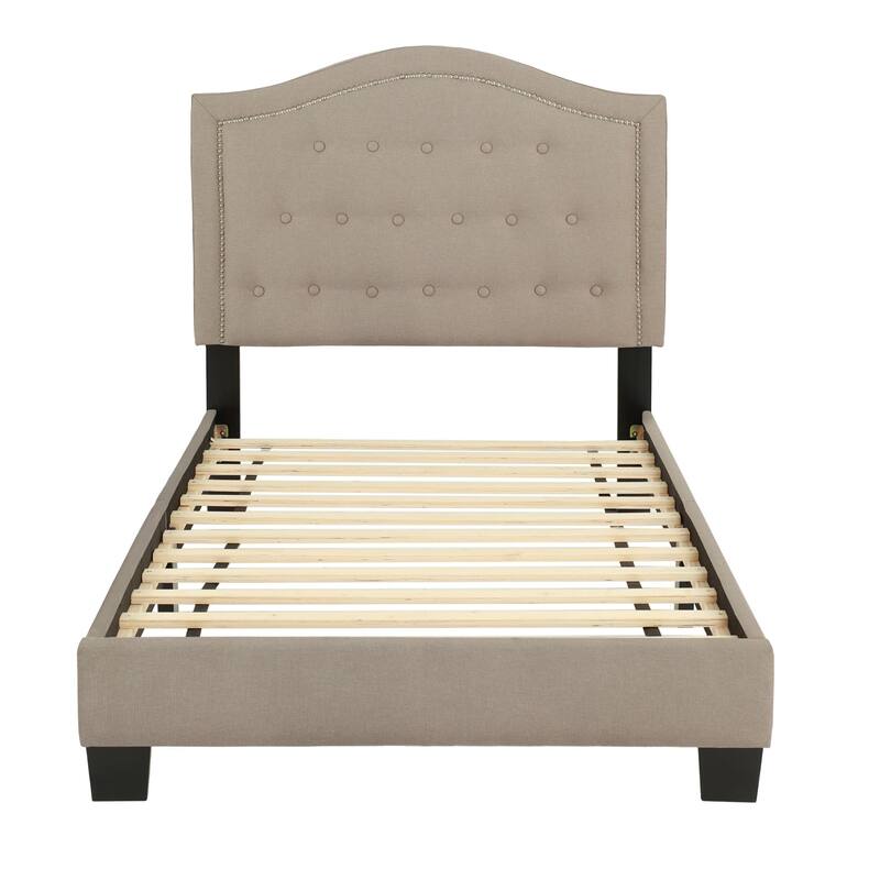 Poundex Platform Nailhead Trim Frame Twin Bed
