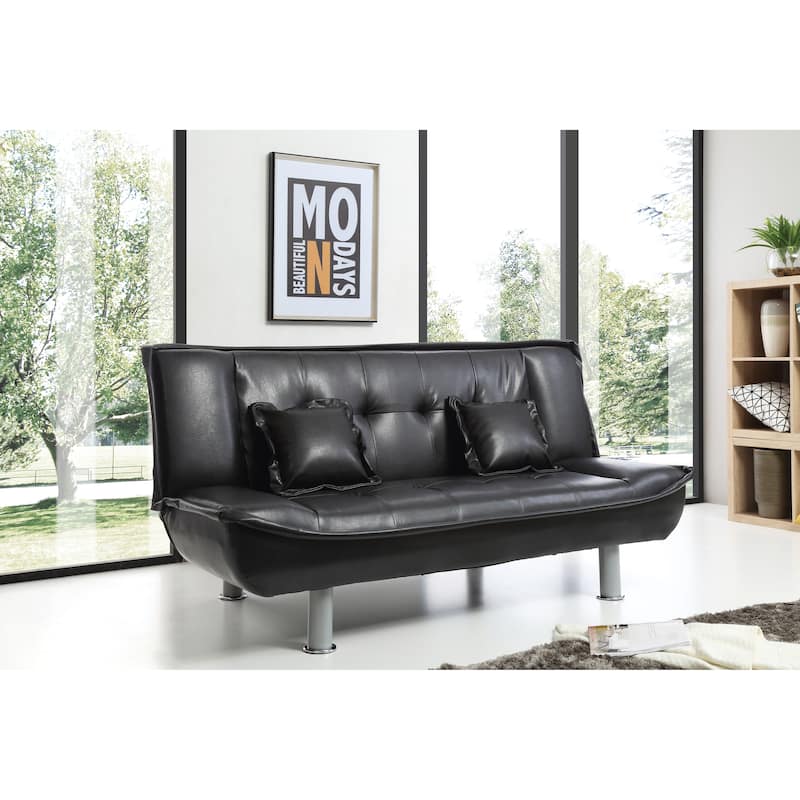 Lionel Faux Leather Sofa Bed - Black