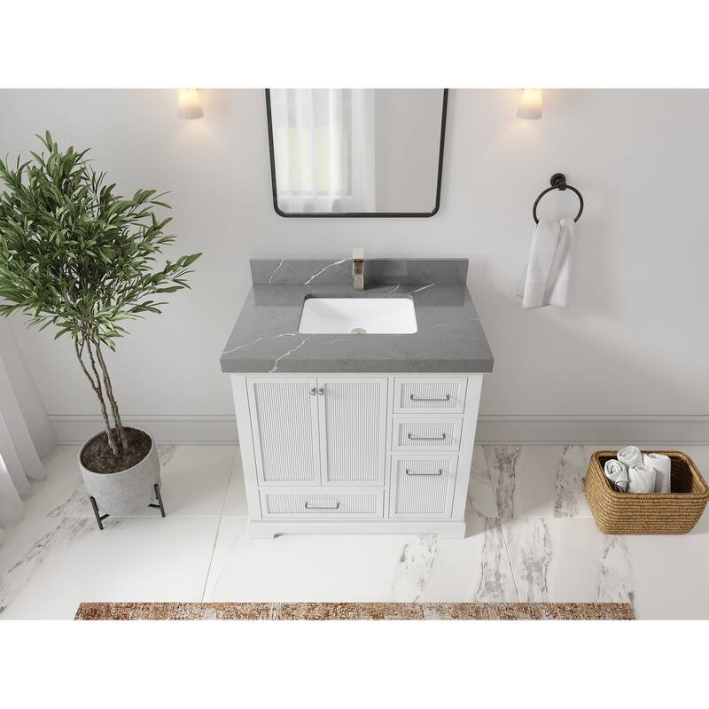 Willow Collections 36 in. W x 22 in. D Alys Center Sink Left Bathroom Vanity with Countertop