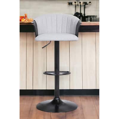 Light Gray and Black Fabric with Metal Swivel Adjustable Height Bar Chair