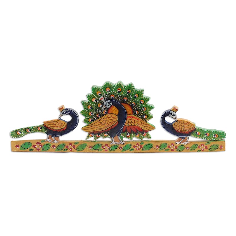 Novica Handmade Peacock Glory Wood Magnet