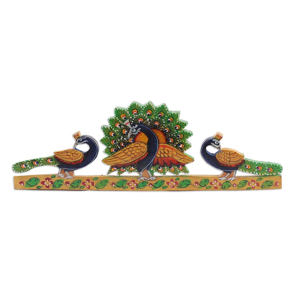 Novica Handmade Peacock Glory Wood Magnet