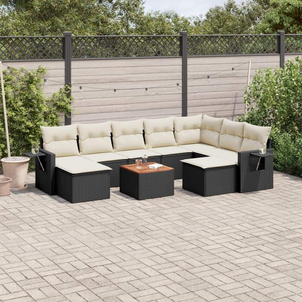 vidaXL Garden Sofa Set Black, Cream White - 24.4 x 24.4 x 27.2