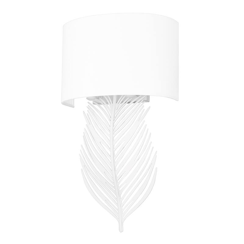 Cay 9.5" Wide Damp-Rated 2-Light Wall Sconce - Matte White with Modern White Shade