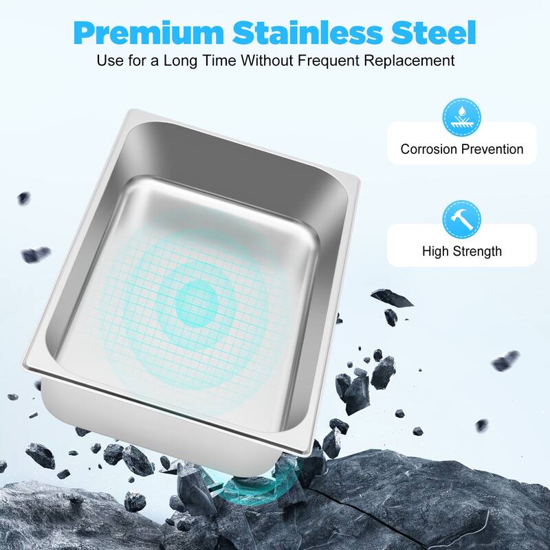 4 Pack Steam Table Pans Stainless Steel Catering Pan with Lids