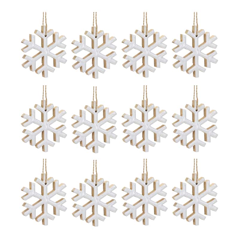 Wood Snowflake Ornament (Set of 12)