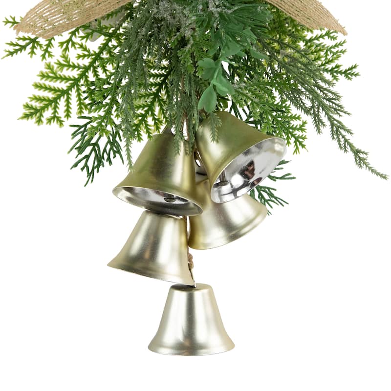11.25" Gold Bells Christmas Door Hanger with Burlap Bow