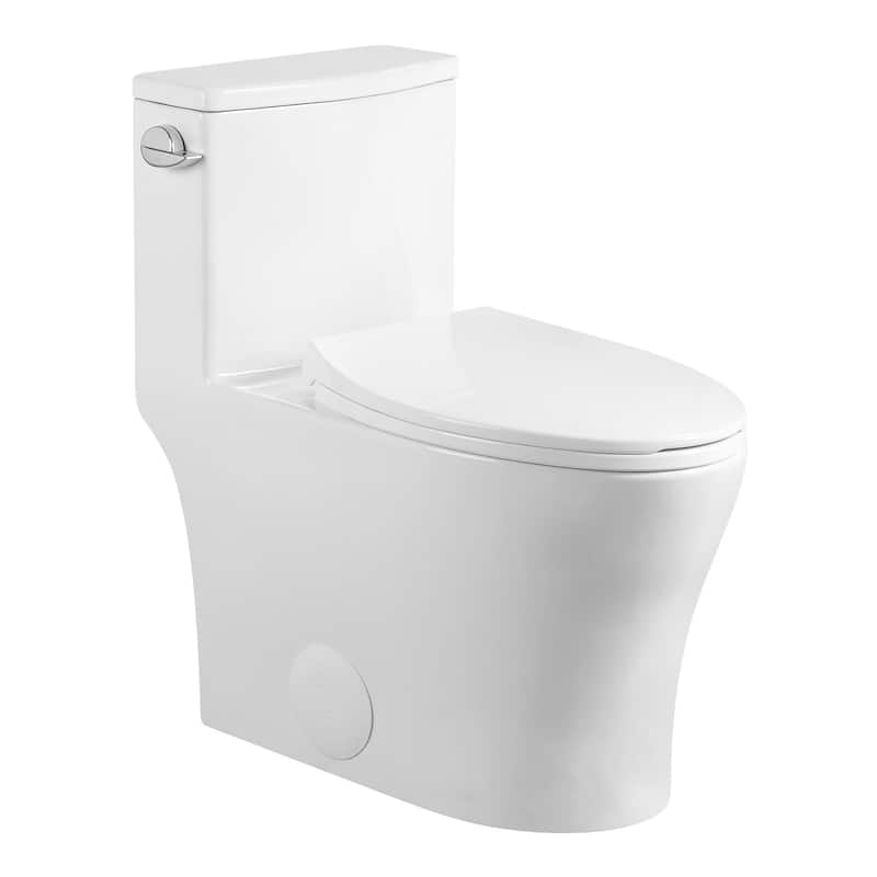 Fine Fixtures Dual-Flush Elongated One-Piece Toilet with High-Efficiency Flush - White