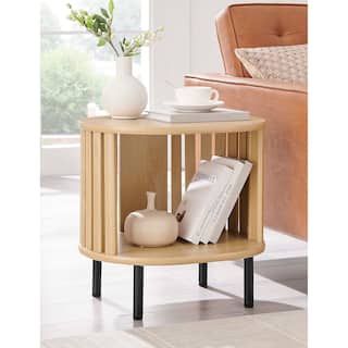 Collins Modern Oak Wooden Accent End Table with Shelf
