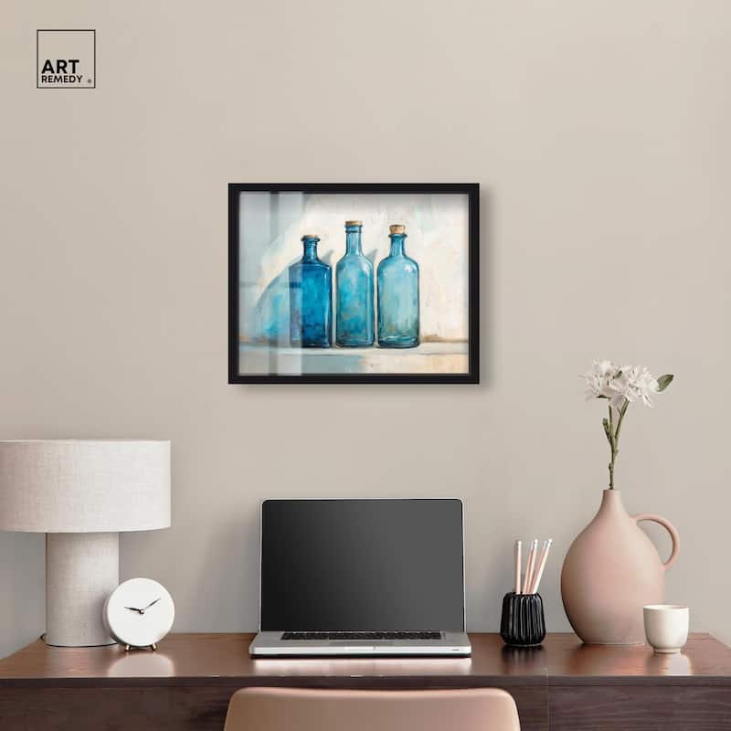 Three Blue Bottles Shadowbox by Art Remedy
