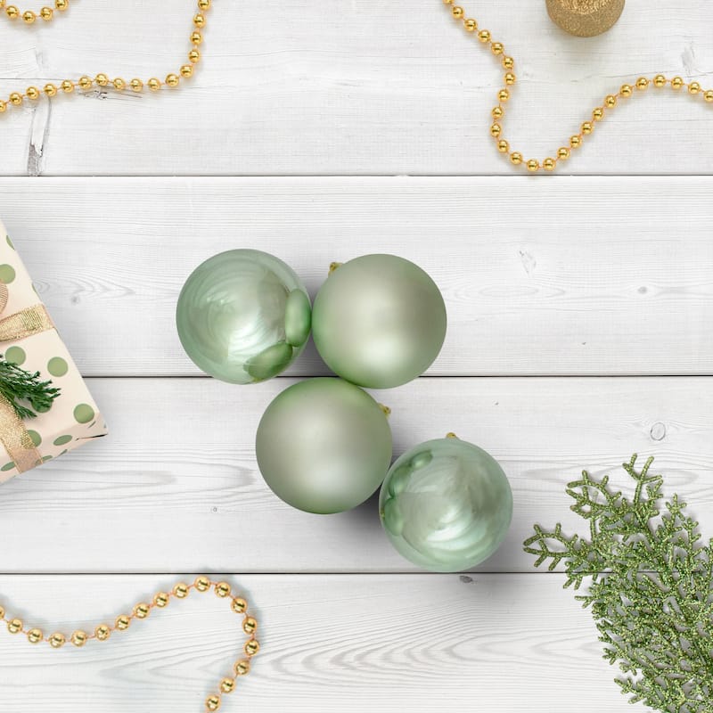60ct Celadon Green Shatterproof 2-Finish Christmas Ball Ornaments 2.5"