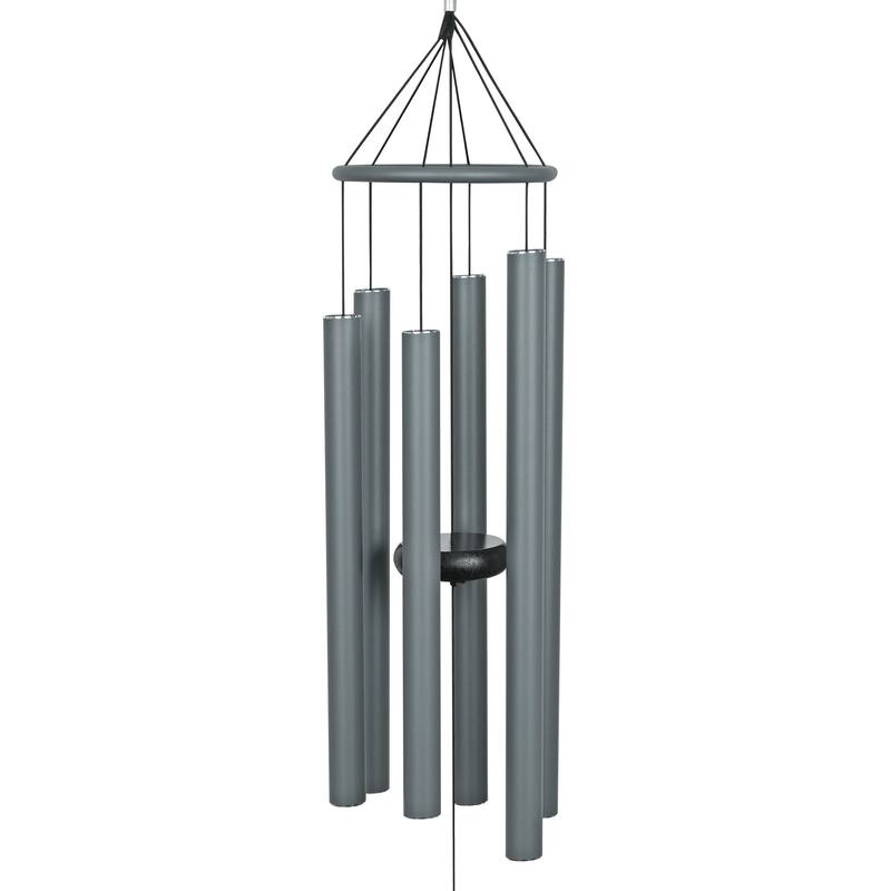 39" Gray Metal Windchime with Blue Gemstone