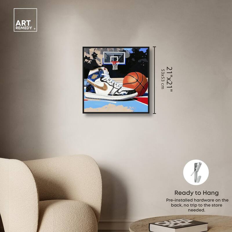 Basketball Court Blues Canvas by Art Remedy