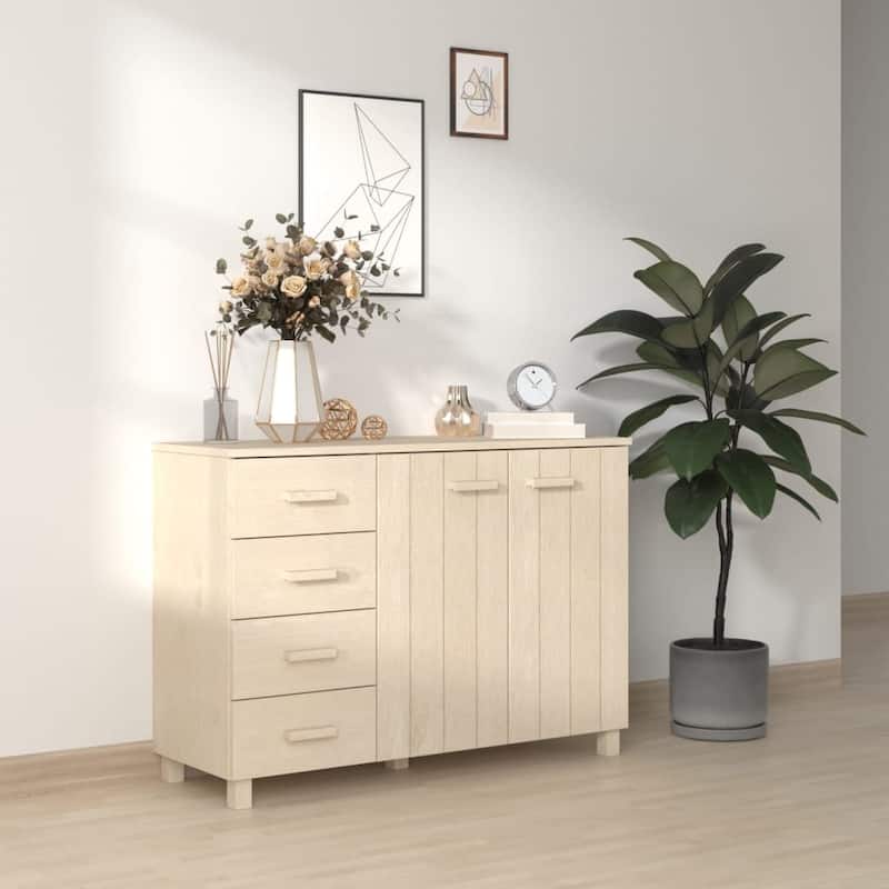 vidaXL Sideboard Buffet Console Cabinet for Kitchen HAMAR Solid Wood Pine - 44.5" x 15.7" x 31.5" - Brown