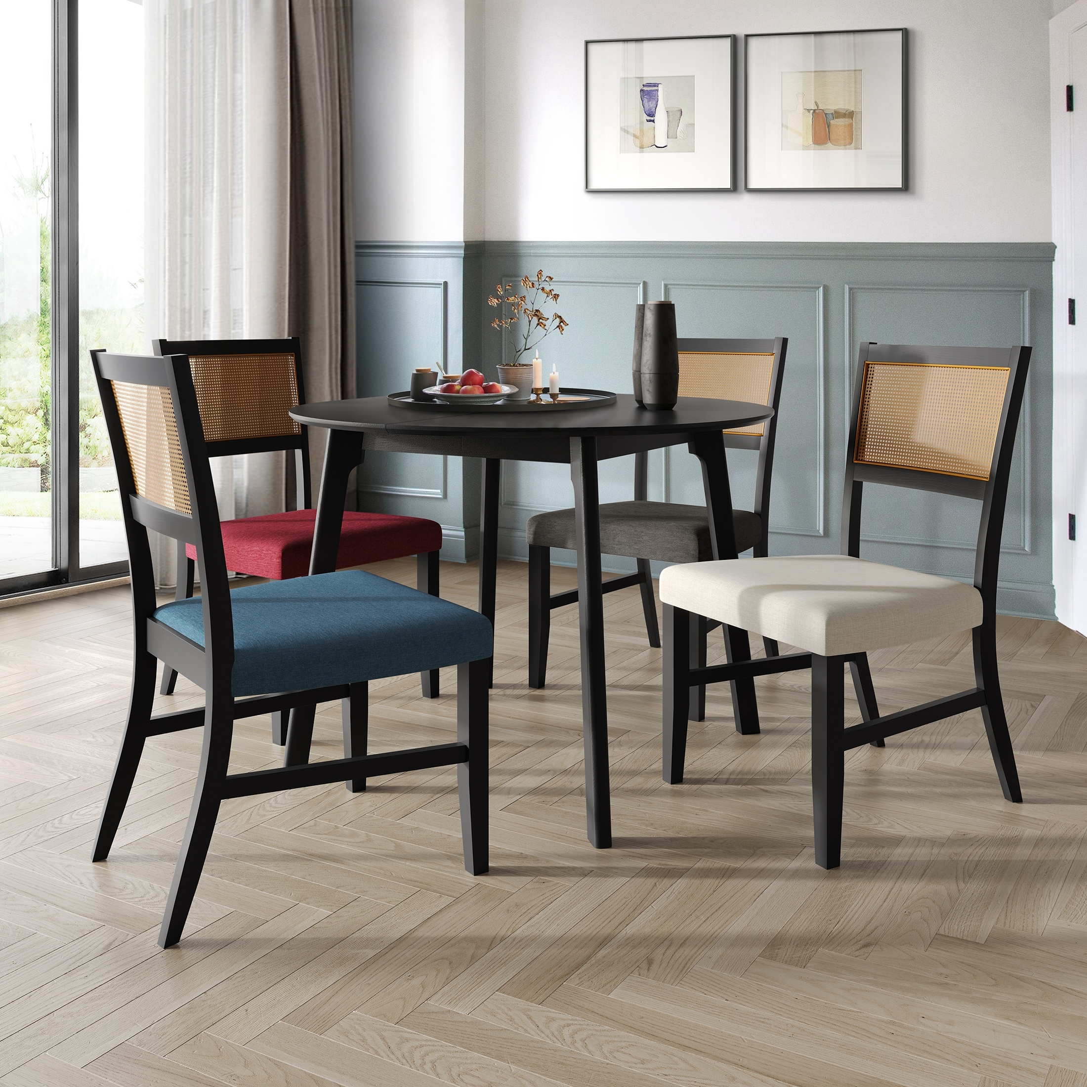 CraftPorch Contemporary 5-Piece Linen Wooden Dining Set
