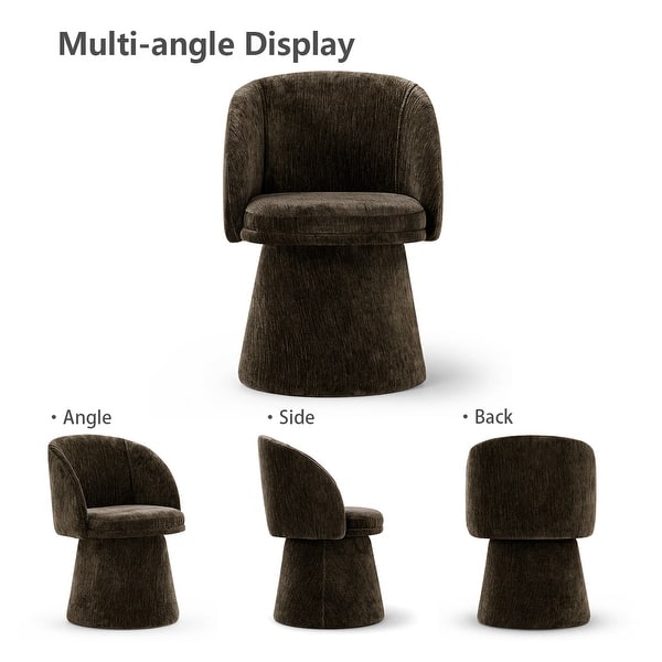 dimension image slide 4 of 8, 21.5" Wide Upholstered Swivel Barrel Vanity Stool with Pedestal Base