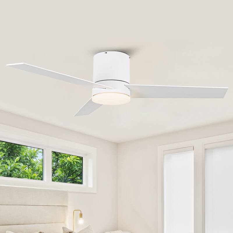 48" Modern Dimmable Low Profile Ceiling Fan with Light and Remote