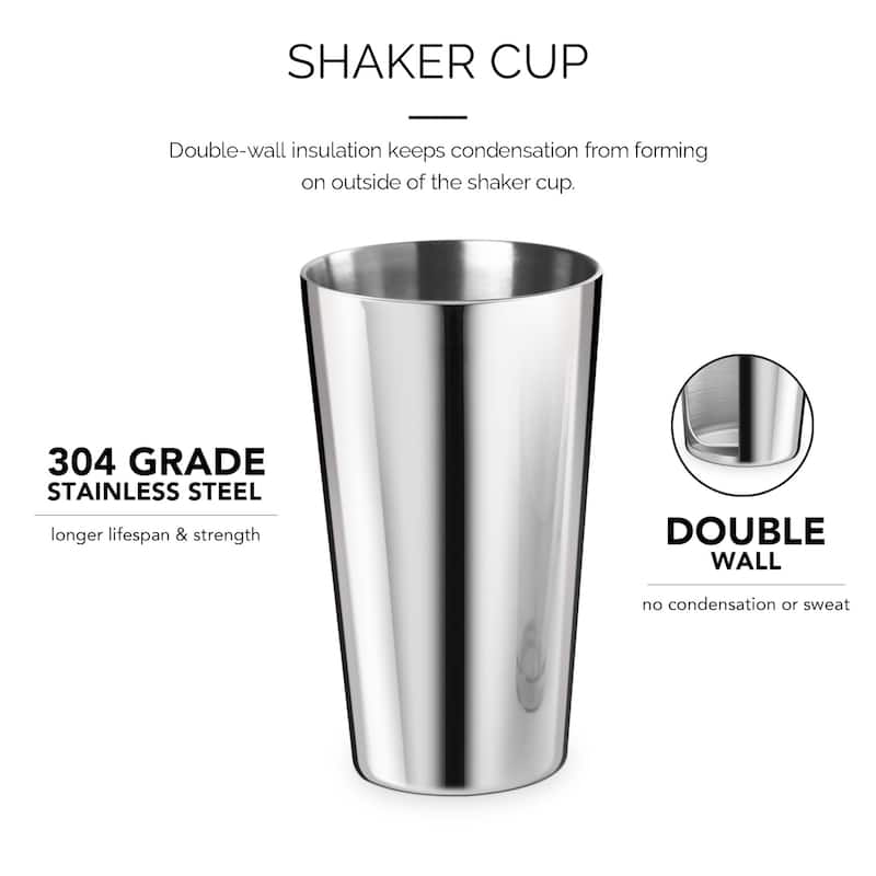 Final Touch Boston Shaker with Silicone Seal and Measurements - Glass - 15 oz - shaker - 27 oz