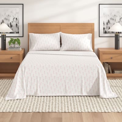Linery & Co. Turkish Cotton Double-Brushed Christmas Flannel Bed Sheet Set