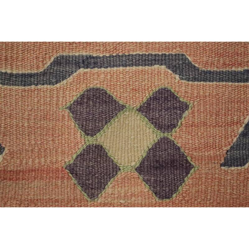 Hand Woven Oriental 100% Wool Carpet Southwestern Tribal Oranges & Rust Kilim Area Rug - 11' 5'' X 5' 4''