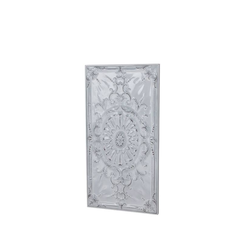Metal Scroll Wall Decor with Embossed Details - White - Roche River Decor