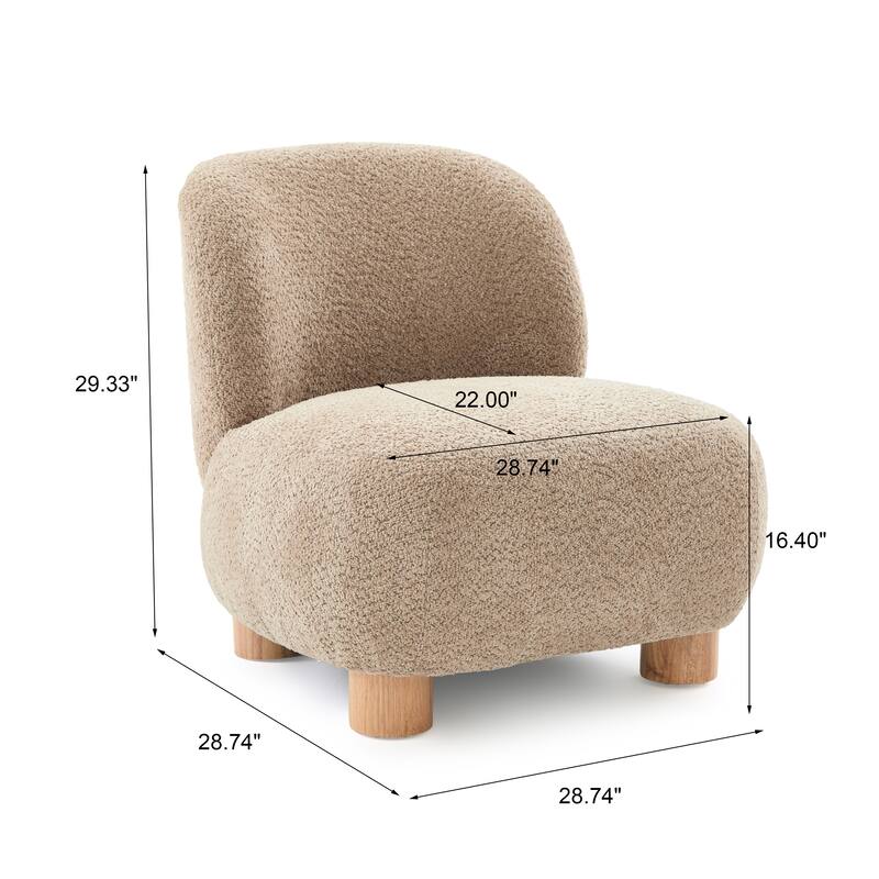 Christopher Knight Home - Modern Boucle Upholstered Accent Chair with Solid Rubberwood Legs