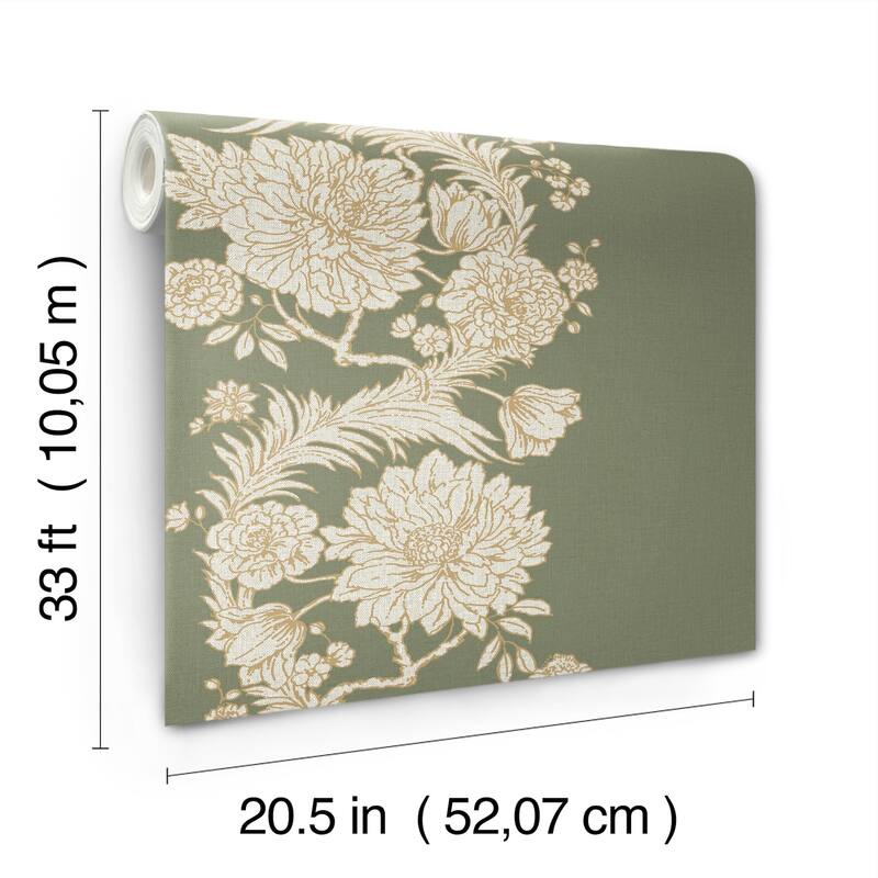 Chris Loves Julia x A-Street Prints Gisela Green Floral Columns Wallpaper