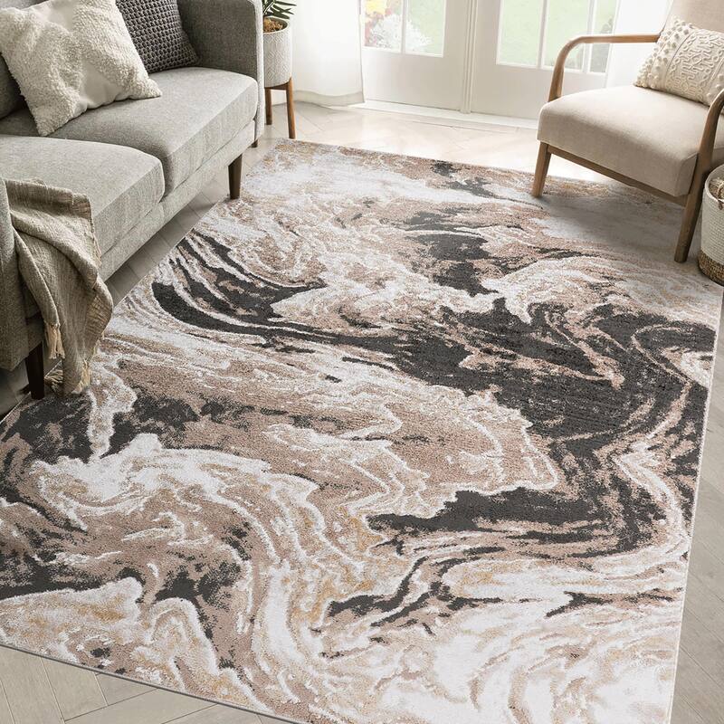 LOOM & LUXE Collection Abstract Non-Shedding Area Rug
