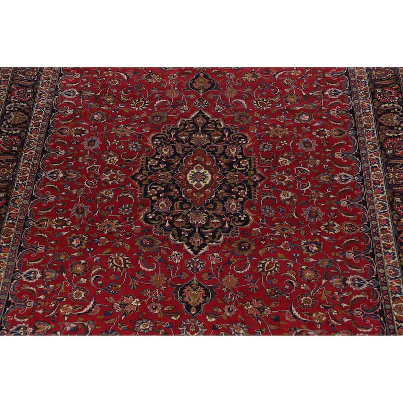 Hand Knotted Oriental 100% Wool Carpet Traditional Floral Red Mashad Area Rug - 15' 1'' X 10' 0''