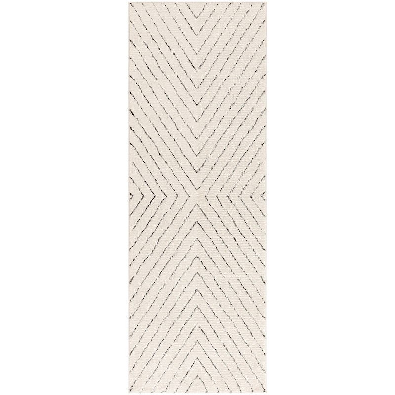 Nourison Cozy Modern Indoor Abstract Area Rug - 2' 2" x 6' - Ivory/Black