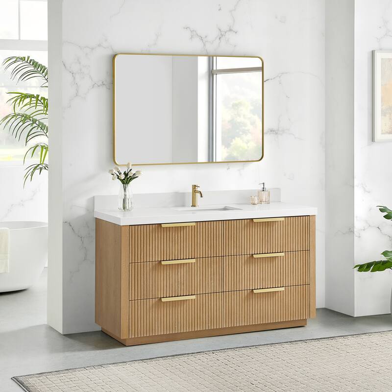 Santarem Single Vanity with Pure White Quartz Stone Top without Mirror