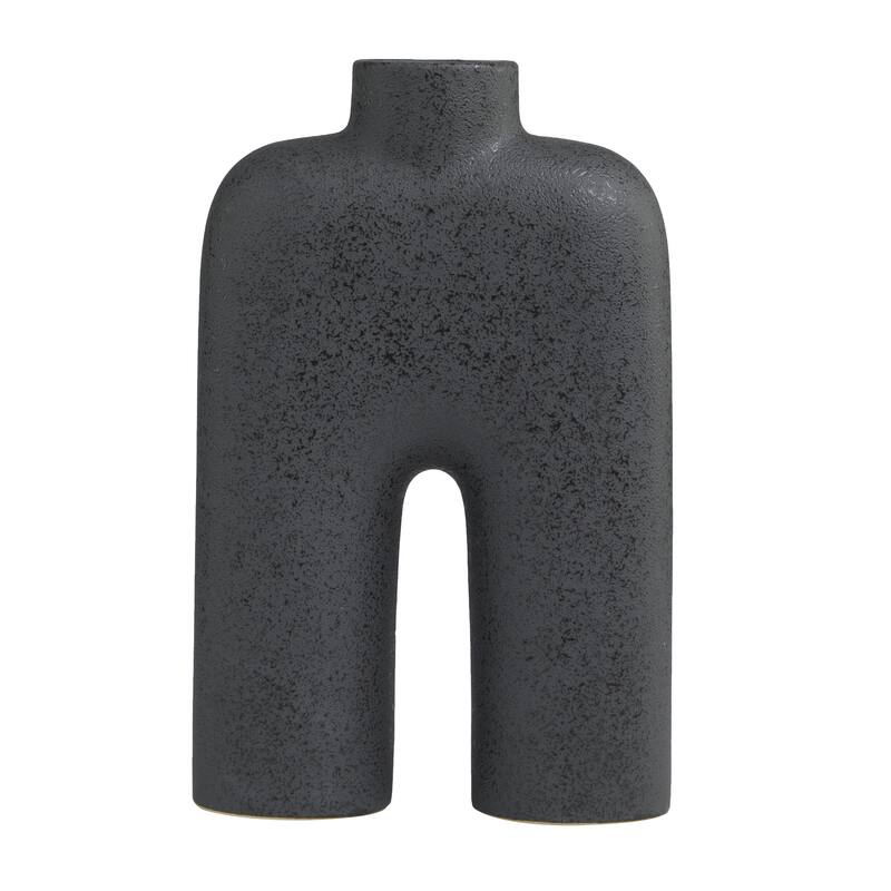 Ceramic Abstract Rounded Arched Decorative Vase with Glossy Speckles - Black or White - Roche River Decor