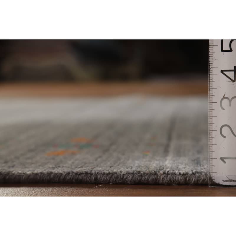 Hand Knotted Oriental 100% Wool Carpet Tribal Tribal Greys & Charcoal Gabbeh Area Rug - 8' 1'' X 5' 0''