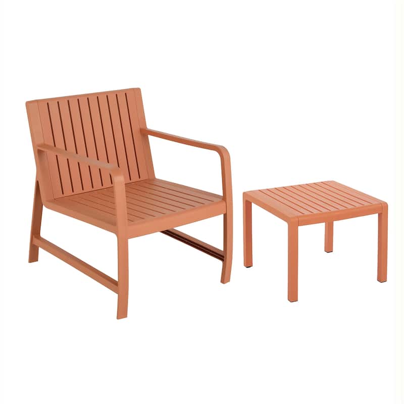 Modern 2-Piece Outdoor Furniture Set, Easy Assemble Patio Conversation Set - Apricot Brown