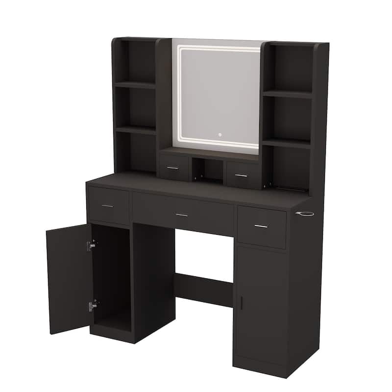 5 Drawer 43.31 in. W Dresser Table with Mirror