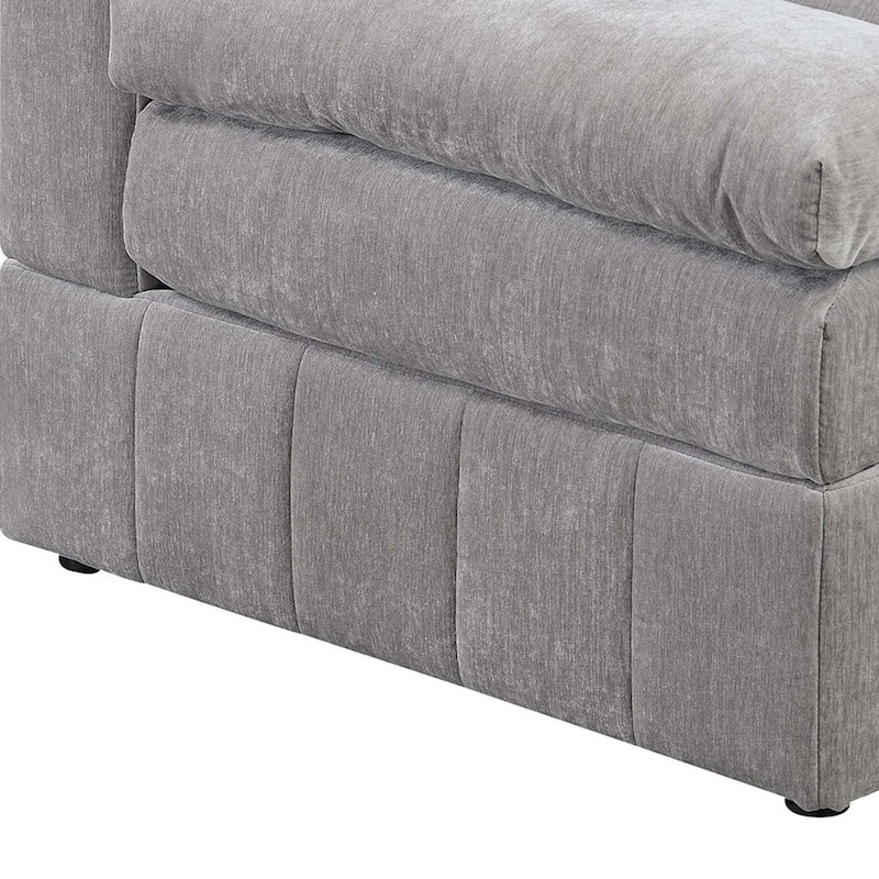 Luna 33 Inch Modular 1 Arm Corner Chair, Triple Plush Cushioned Seat, Gray