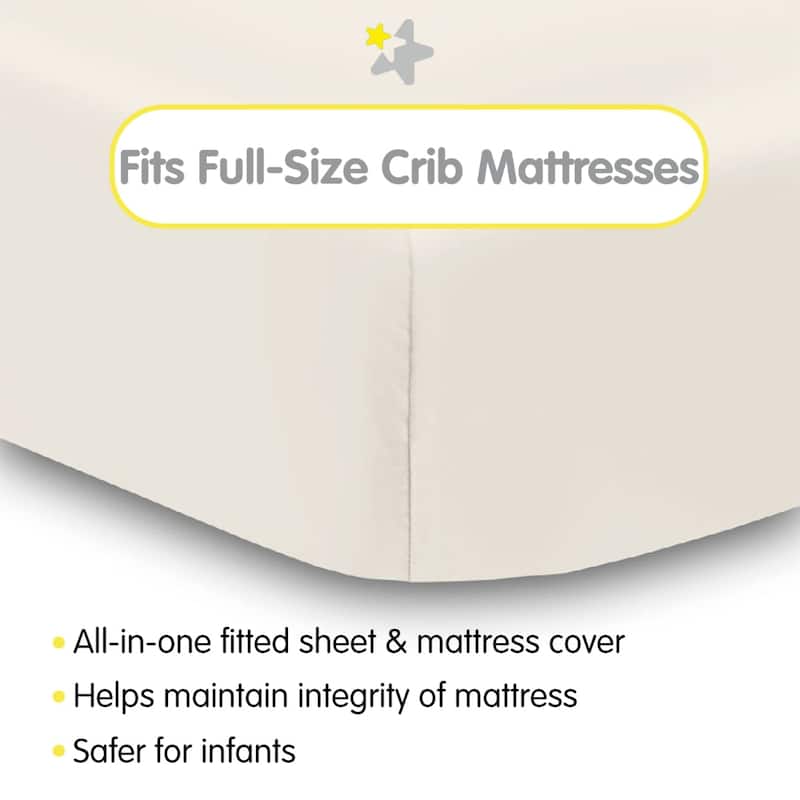 BreathableBaby All-in-One Fitted Sheet & Waterproof Cover for 52" x 28" Crib Mattress (2-Pack)