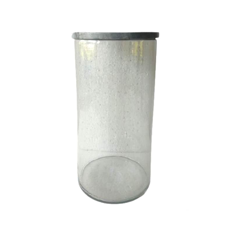 Glass Canister w/ Black Marble Lid 8"H - ST - Black