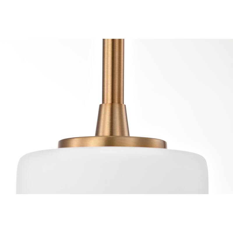 Liam 1 Light Mini Pendant Burnished Brass White Opal Glass - Burnished Brass